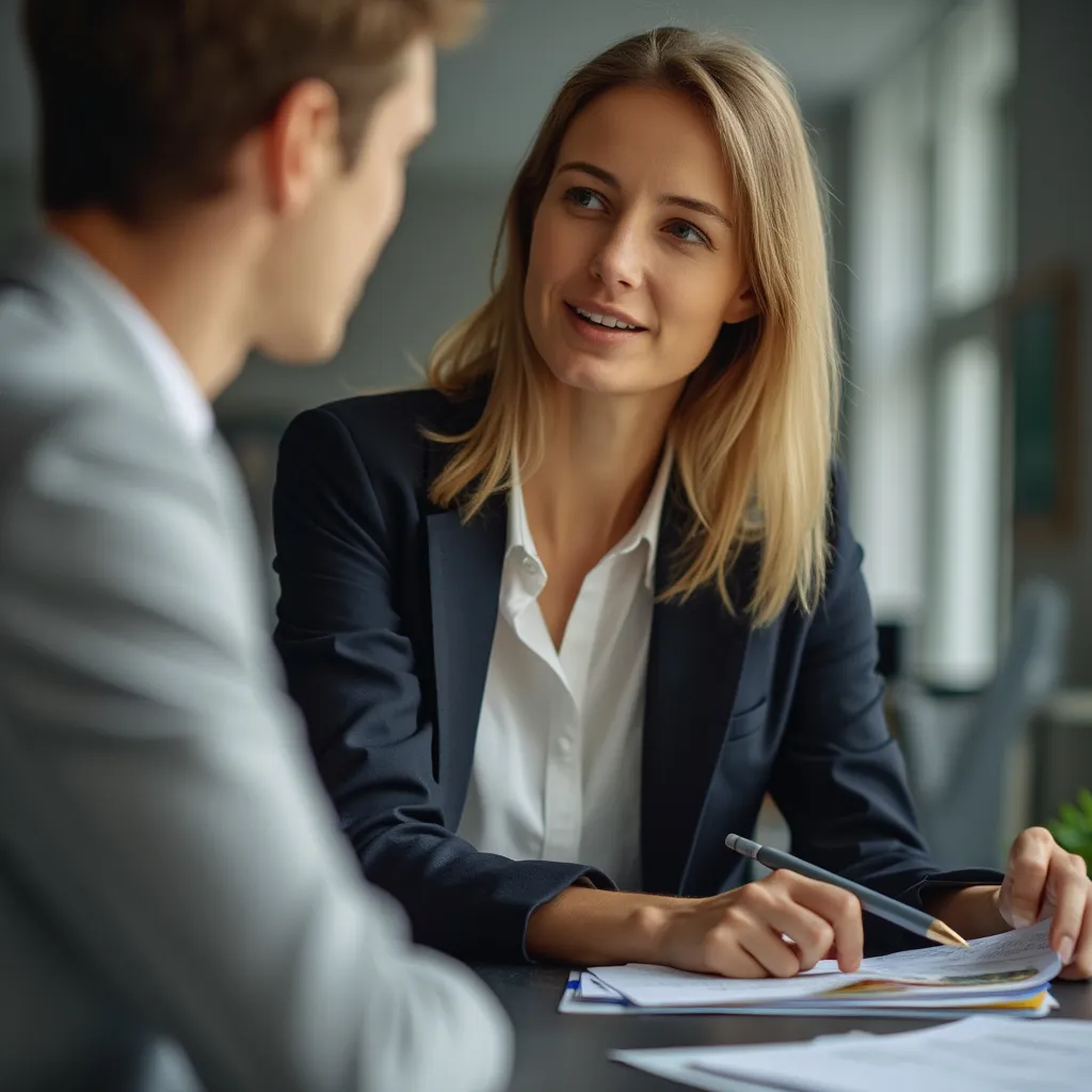 Foto de un cliente hablando con consultor